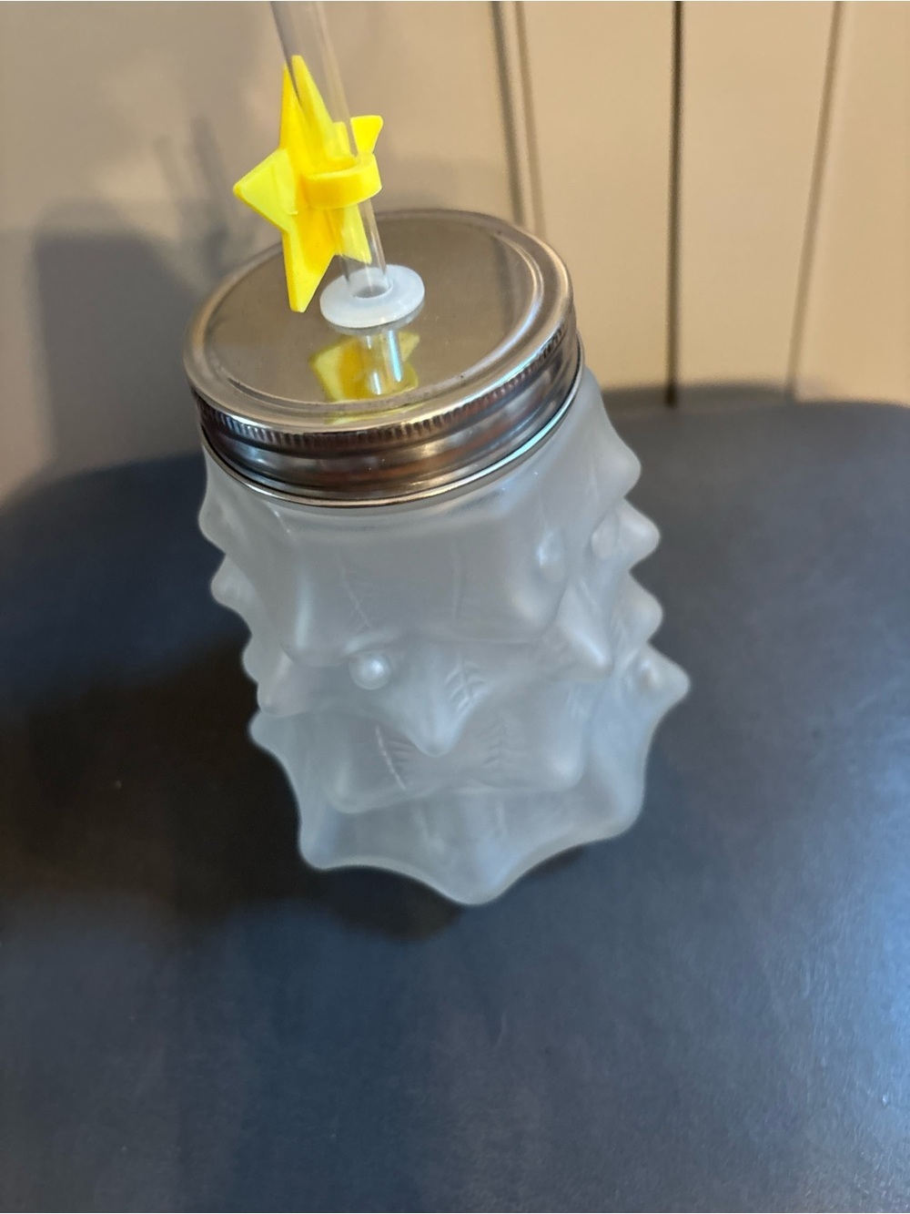 Frosted Christmas Tree Mason Jar Drink Cup with Straw - Picture 2 of 3